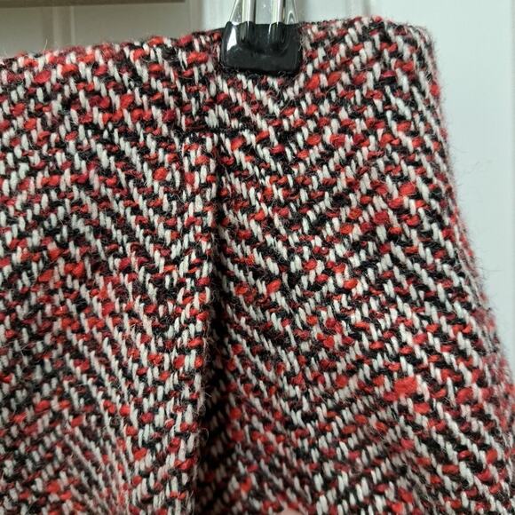 Ann Taylor Loft A-Line Mini Skirt Womens 8 Red Tweed Wool Blend Academia Preppy - Picture 4 of 13